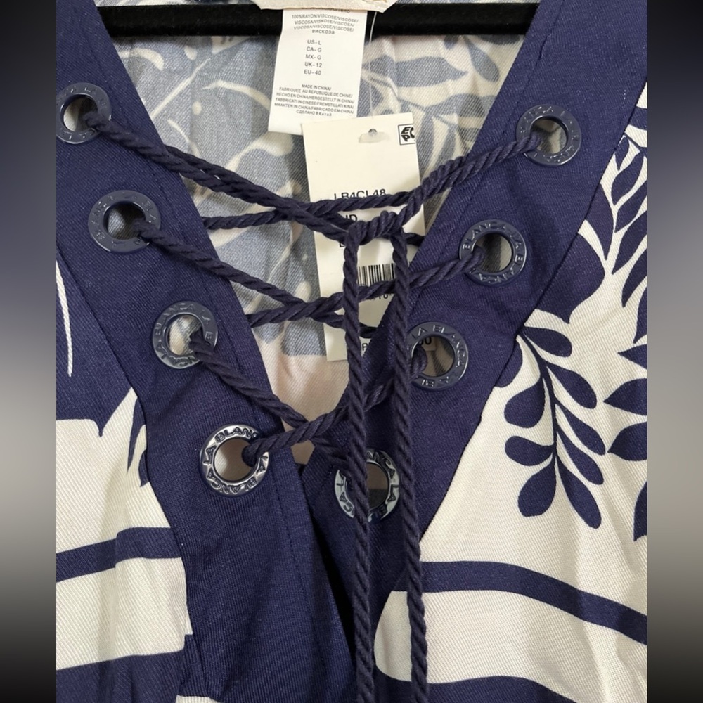 La Blanca Swim Coverup NEW (blue/white) Navy and White Floral - Picture 6 of 12